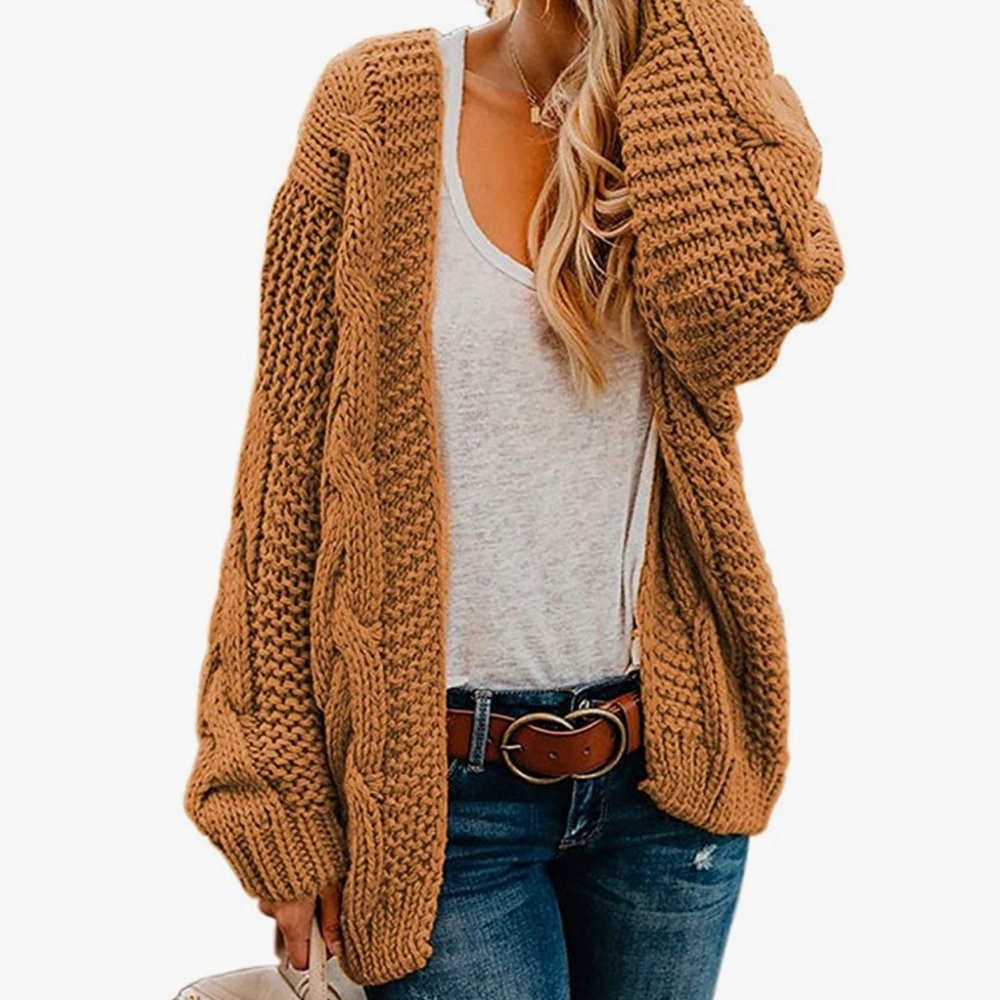 ๐ฅ Open Front Long Sleeve Chunky Knit Cardigan - Picture 1 of 3
